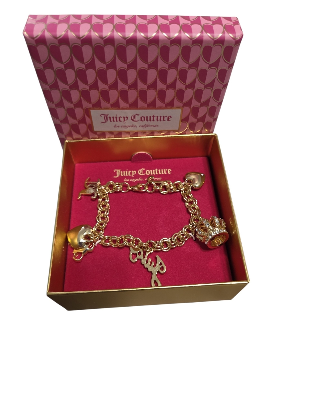Low Start Juicy Couture Gold Charm Bracelet with Pink Gift Box - Picture 2 of 6
